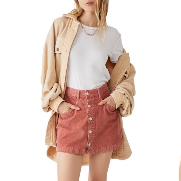 NWT Free People | Ray Cord Mini Skirt in Myrrh | Size 8 - Picture 1 of 16